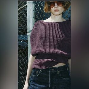 Zara Chunky Knit Sweater vest in Eggplant Size M NWOT